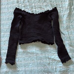 Free People Black Textured Top